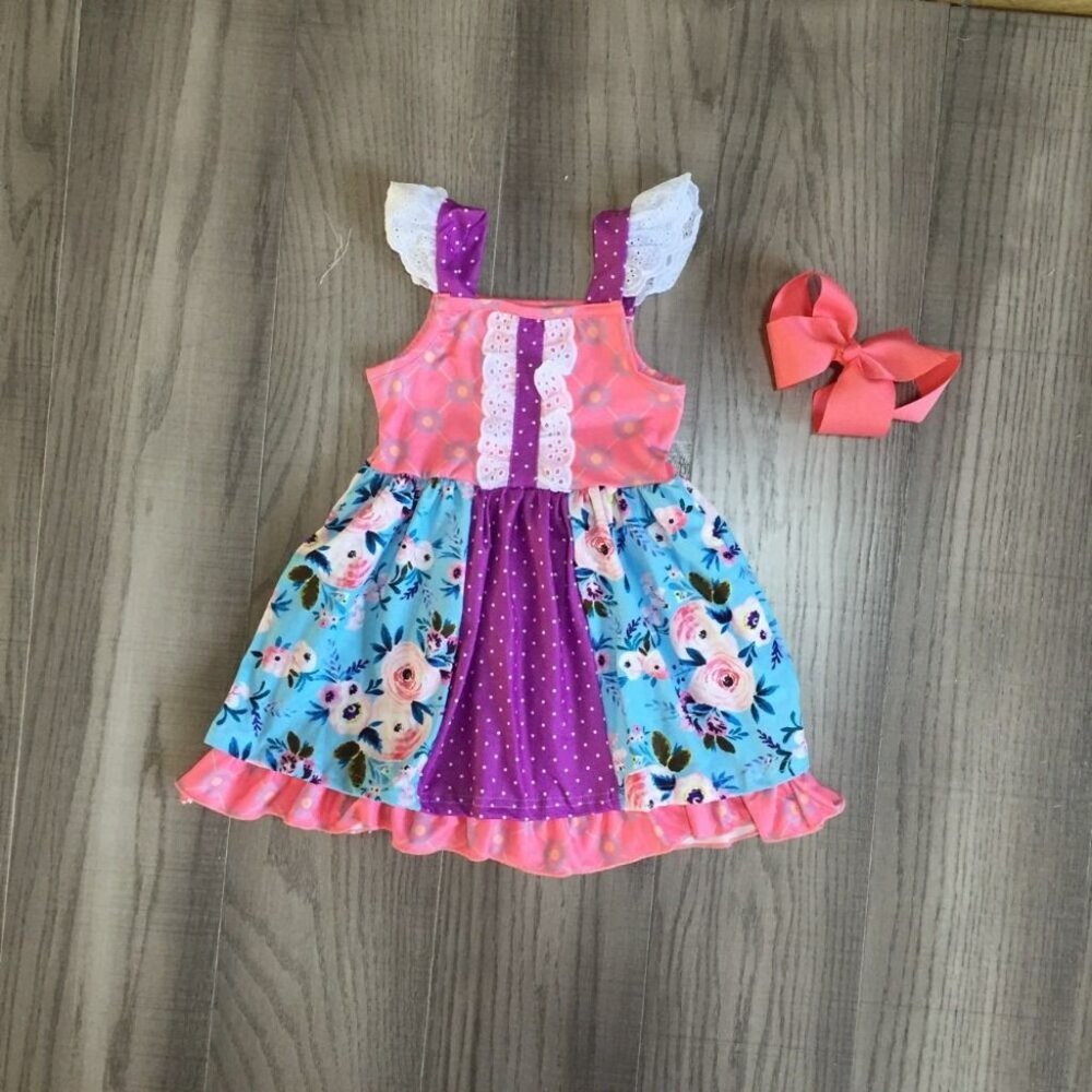 Girls Boutique Lace trim summer dress   (NEW)